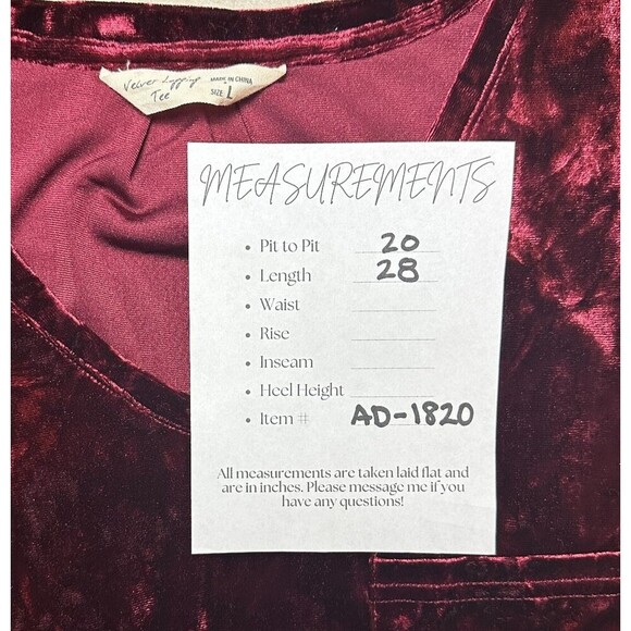 2/$30 Spring + Mercer Velvet Legging Tee Tunic Size L Bordeaux Red Whimsigoth - Picture 4 of 11